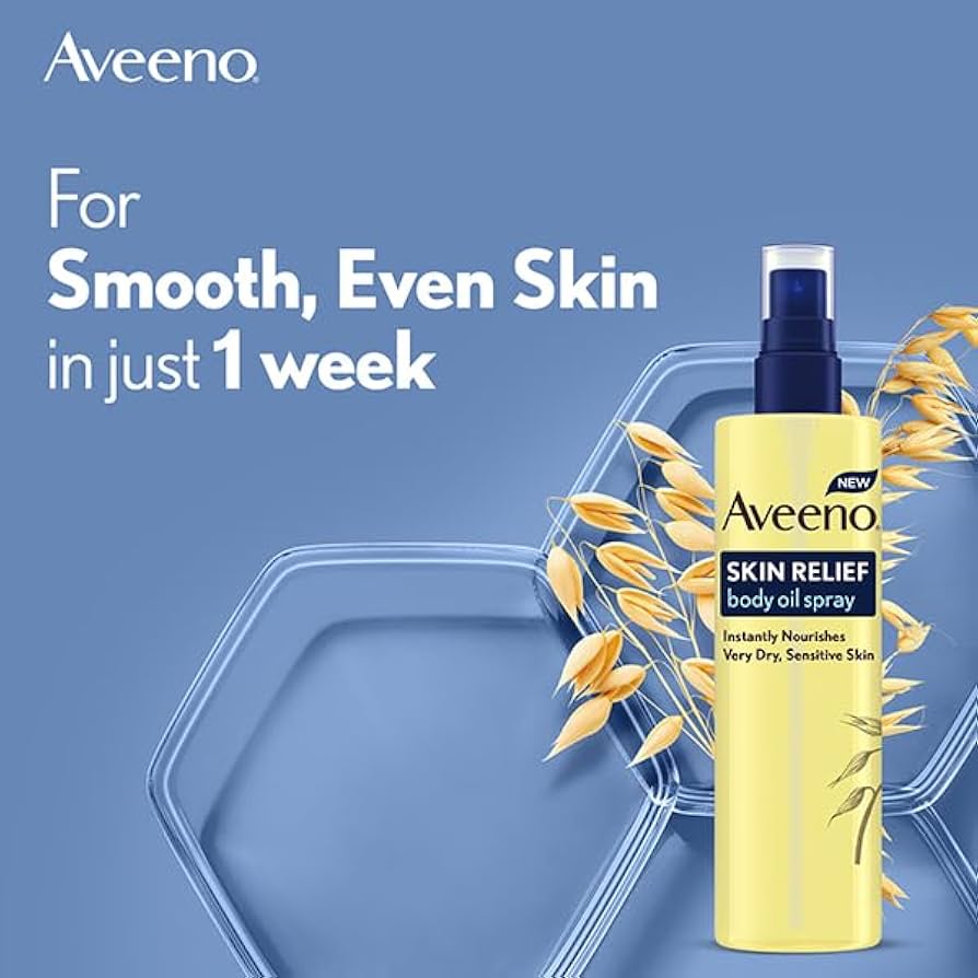 Aveeno Skin Relief Body Oil Spray, With Oat Oil & Jojoba Oil, Suitable For Sensitive Skin, Instantly Nourishes Very Dry, Sensitive Skin, Suitable for a Massage, 200ml