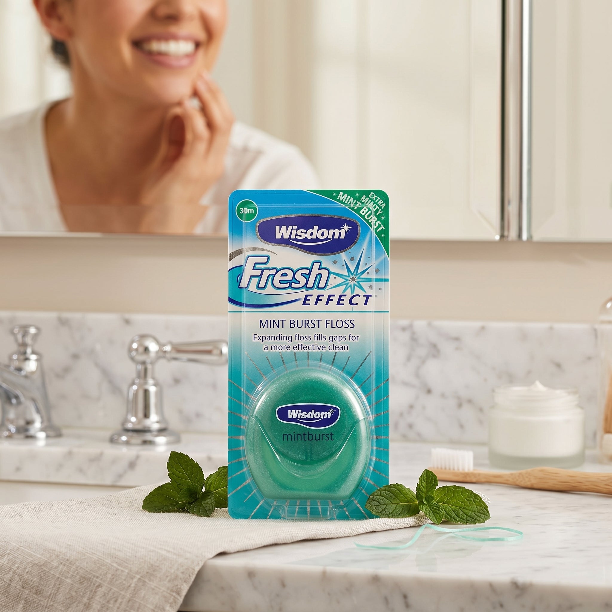 Wisdom Fresh Effect Mint Burst Expanding Floss 30m