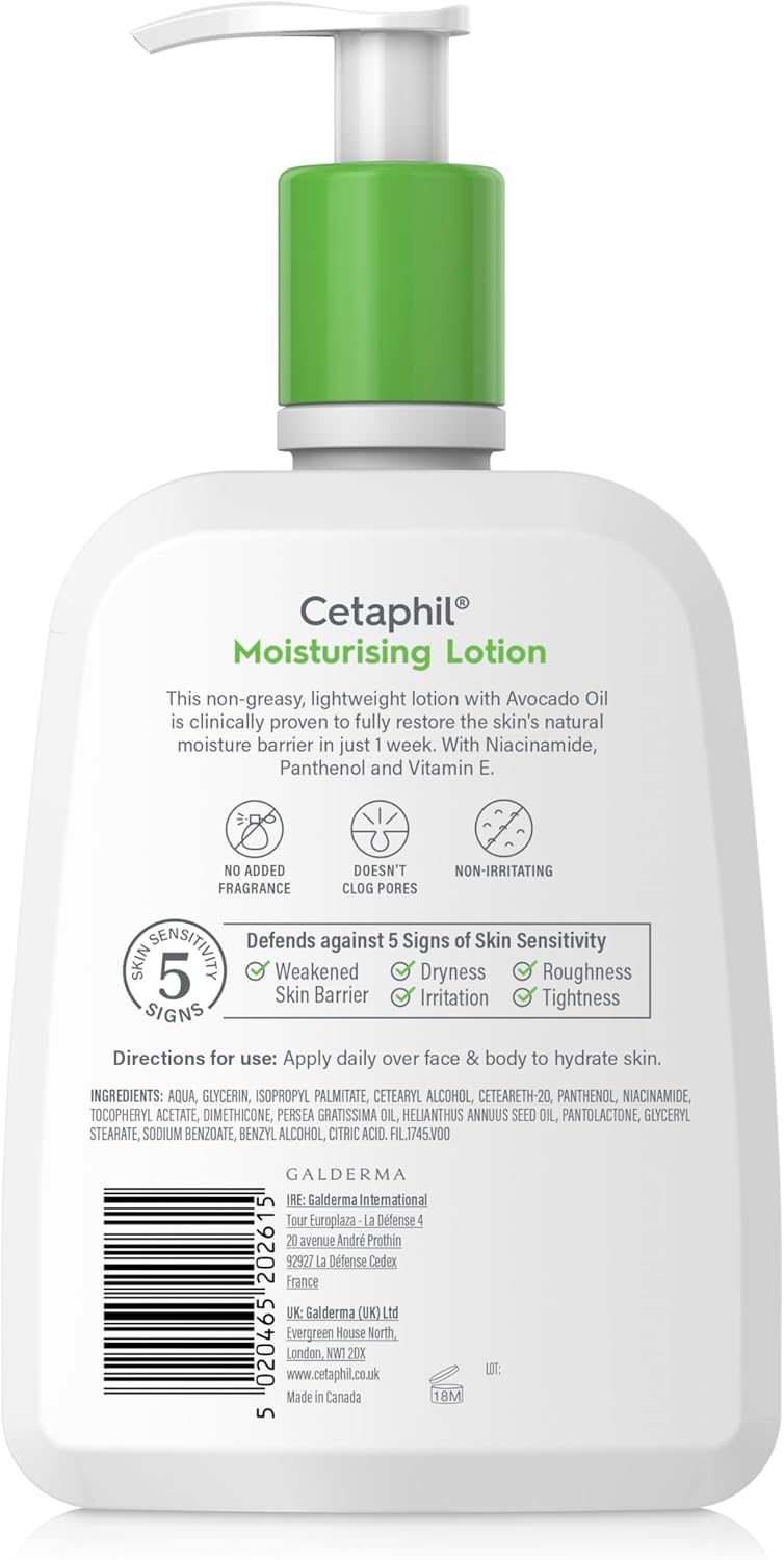Cetaphil Moisturising Lotion, 236ml, Face & Body Moisturiser, For Normal To Dry Sensitive Skin, With Niacinamide, Packaging May Vary
