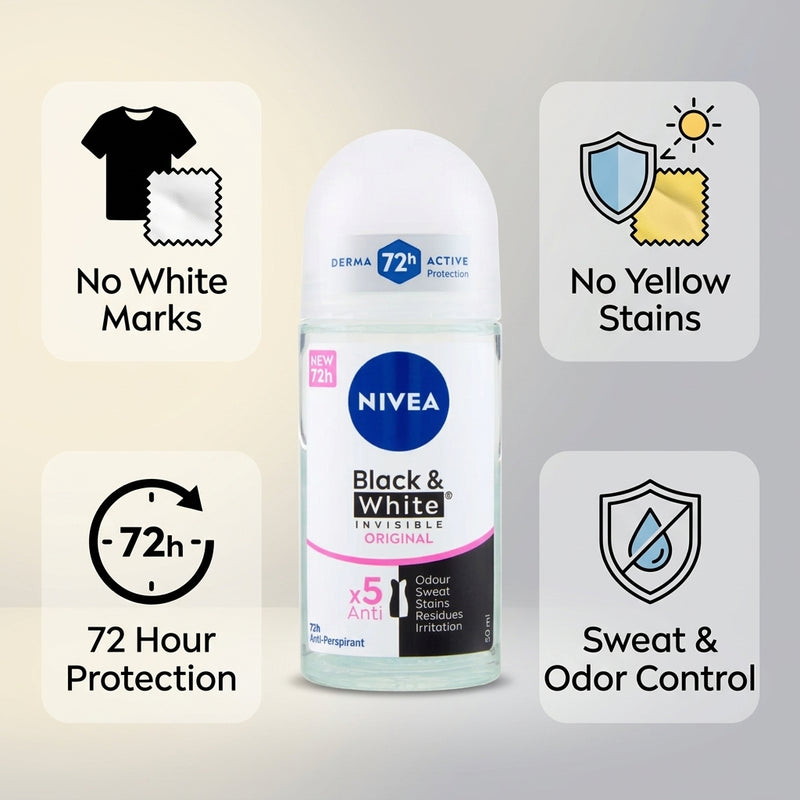 Nivea Black and White Invisible Original Anti-Perspirant Roll-On 50ml