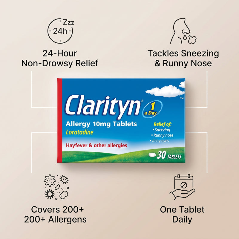Clarityn 1 a day Allergy 10mg tablets Loratadine Hayfever & Other Allergies 30 Tablets
