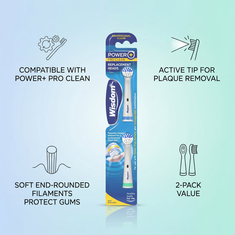 Wisdom Power Plus Electric Toothbrush Replacement Heads 2Pcs