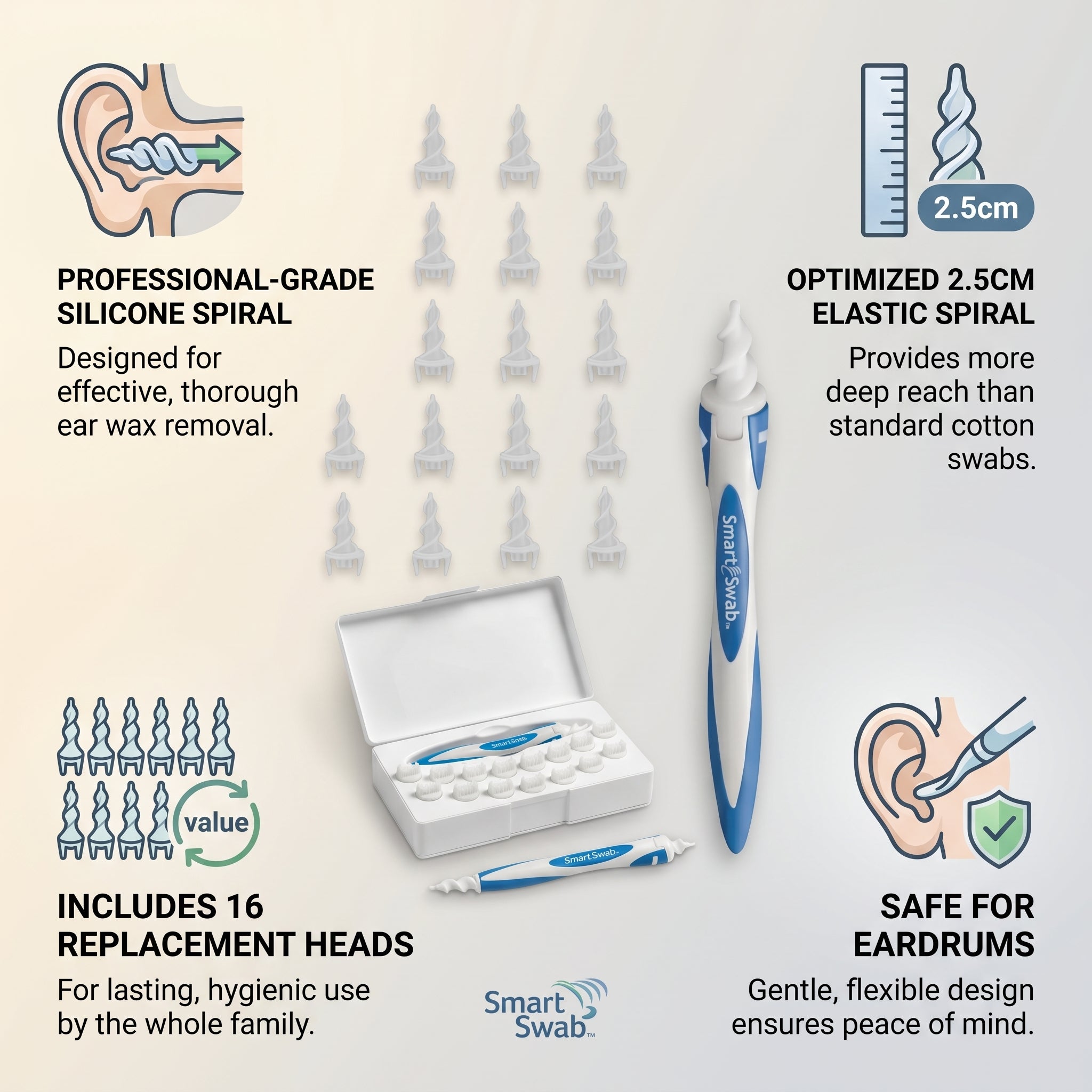 Smart Swab Soft Spiral Ear Cleaner Safe Ear Wax