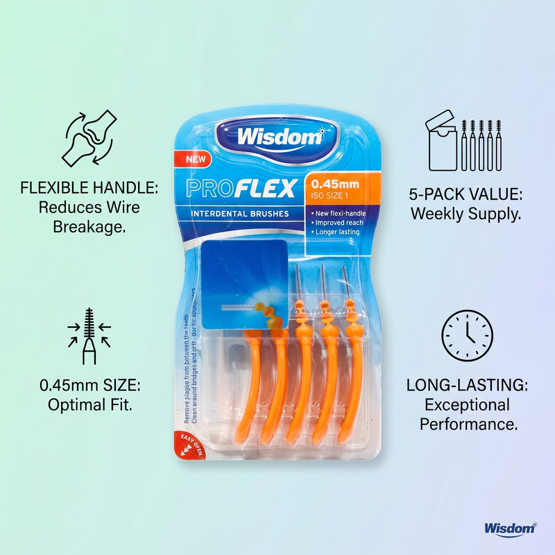 Wisdom Pro Flex Orange Interdental Brushes 0.45mm 5Pcs