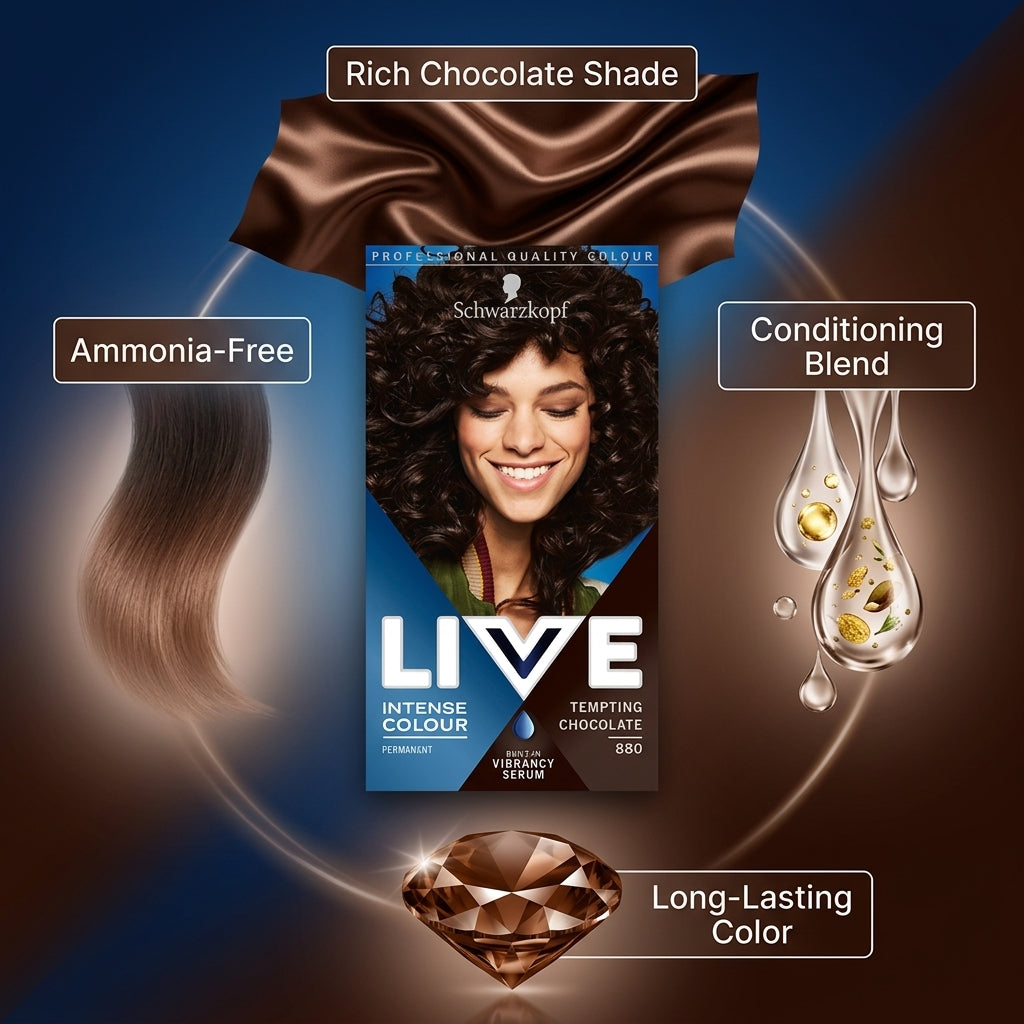 Schwarzkopf LIVE Intense Colour Permanent Hair Dye Tempting Chocolate 880