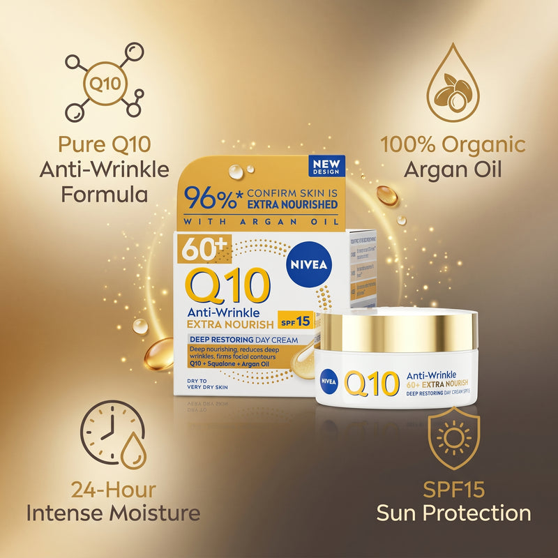 Nivea Q10 Anti-Wrinkle 60+ Extra Nourish SPF15 Deep Restoring Day Cream 50ml