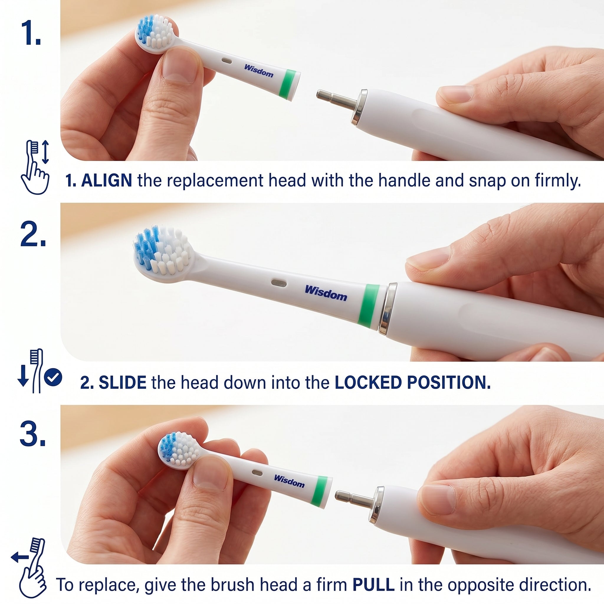 Wisdom Power Plus Electric Toothbrush Replacement Heads 2Pcs