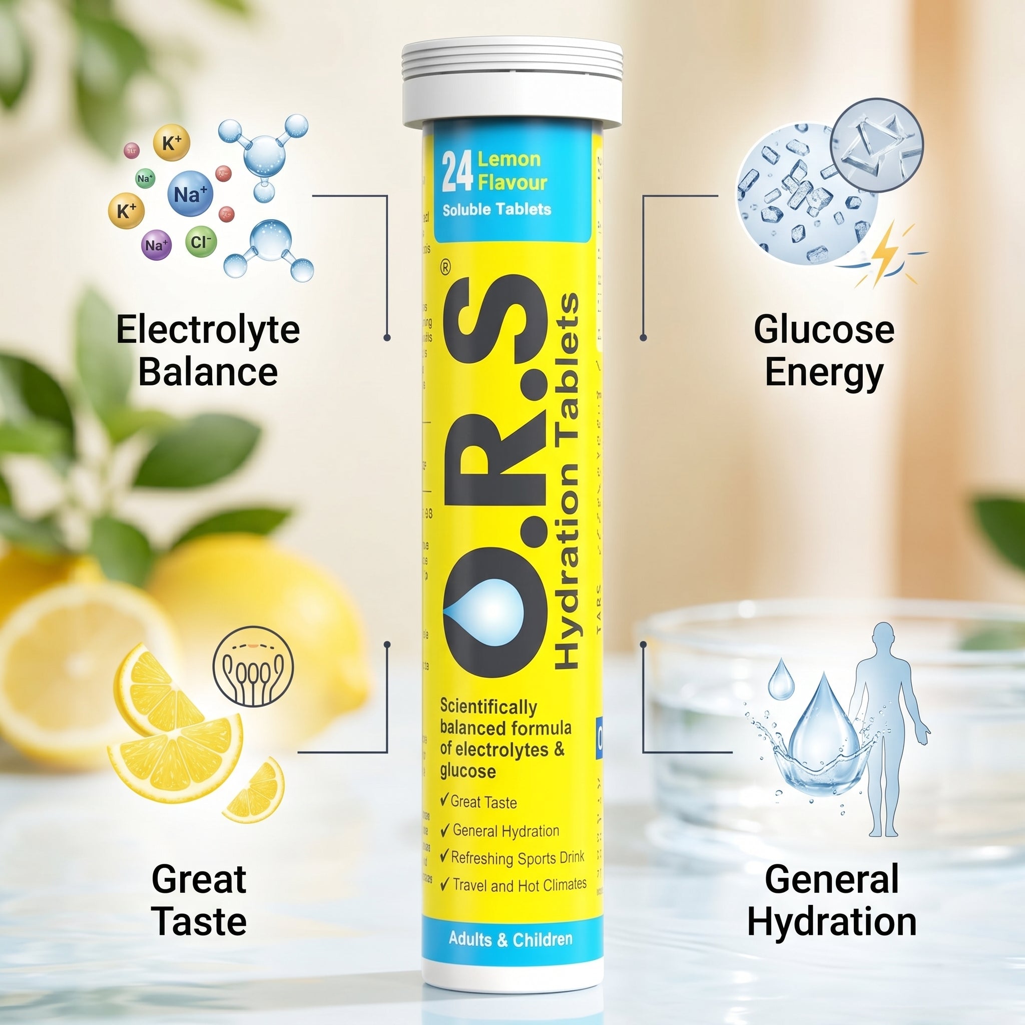 O.R.S Hydration Tablets Lemon 24 Tablets