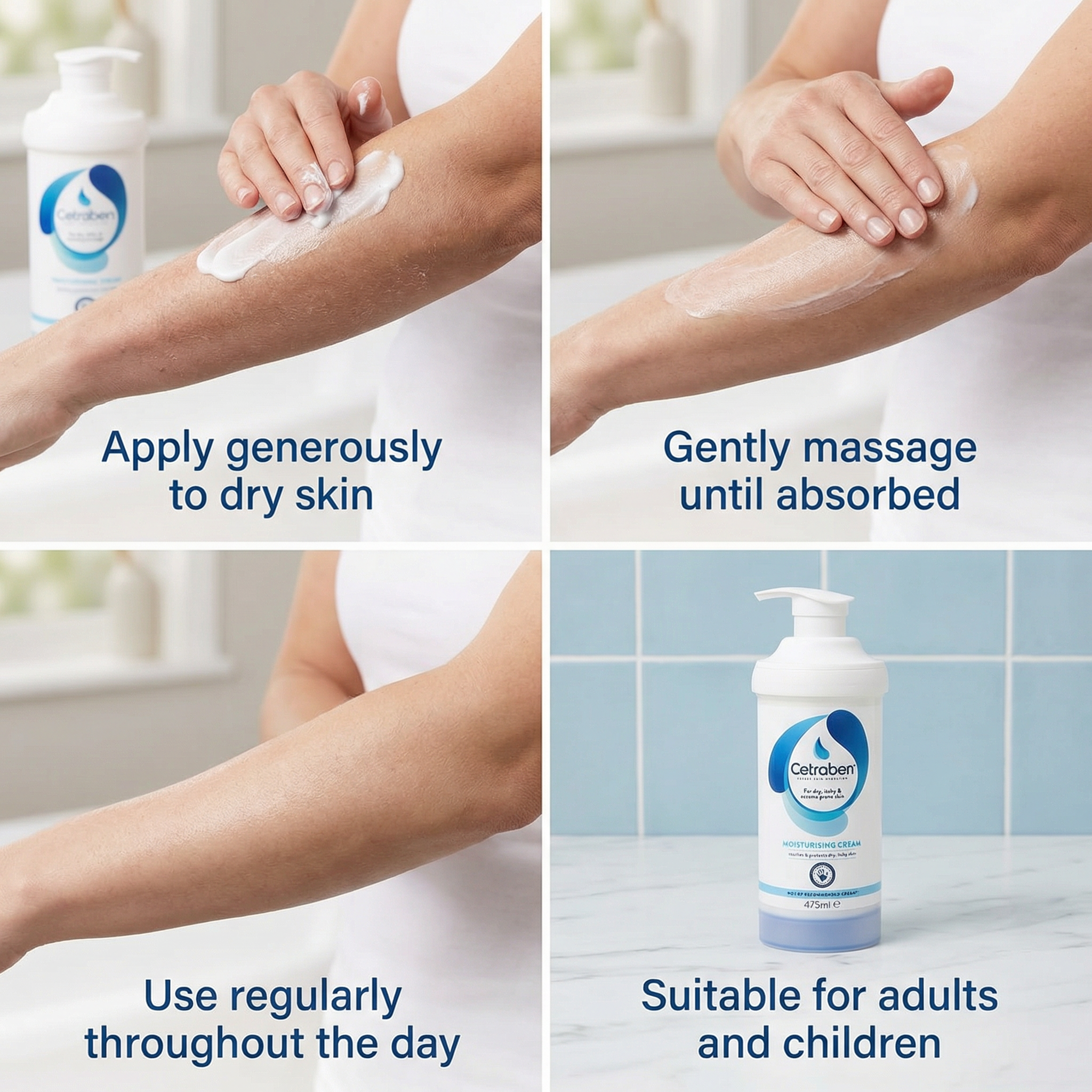 Cetraben Moisturising Cream, For Dry, Itchy, Sensitive & Eczema-Prone Skin, Fragrance Free, 1 x 475ml