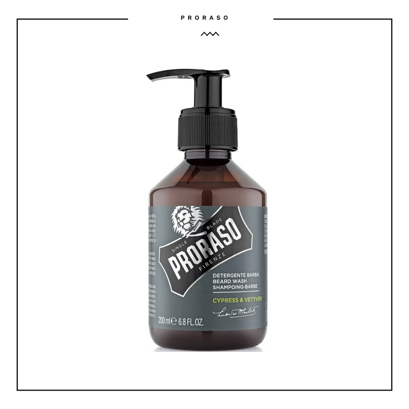 Proraso Cypress & Vetiver Beard Wash 200 Ml Beard Shampoo With Cypress And Vetiver Scent