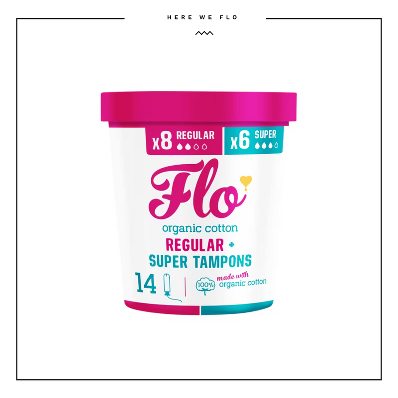 Flo Organic Cotton Non-Applicator Tampons 8 Regular + 8 Super