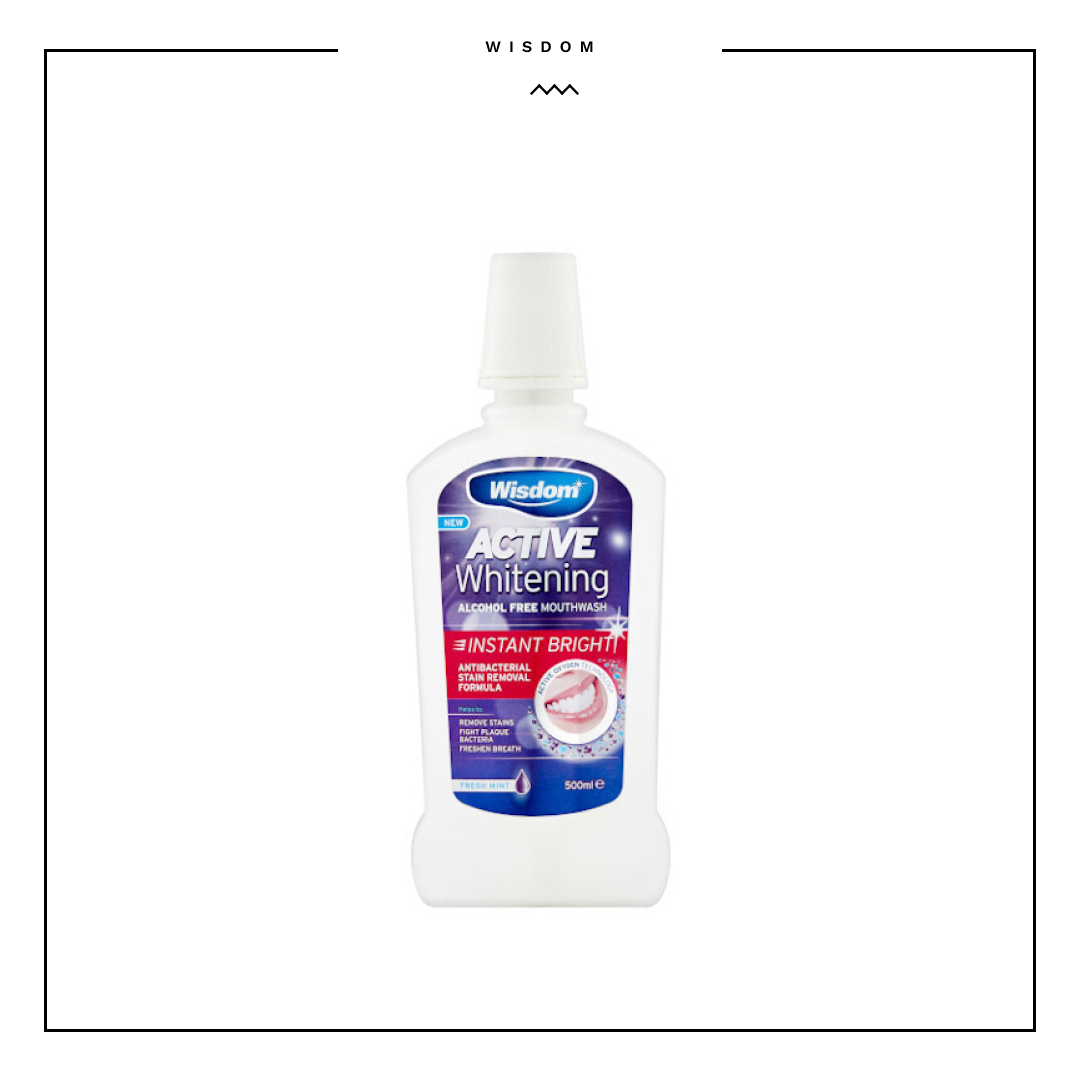 Wisdom Active White Instant Bright Mouthwash Fresh Mint 500ML