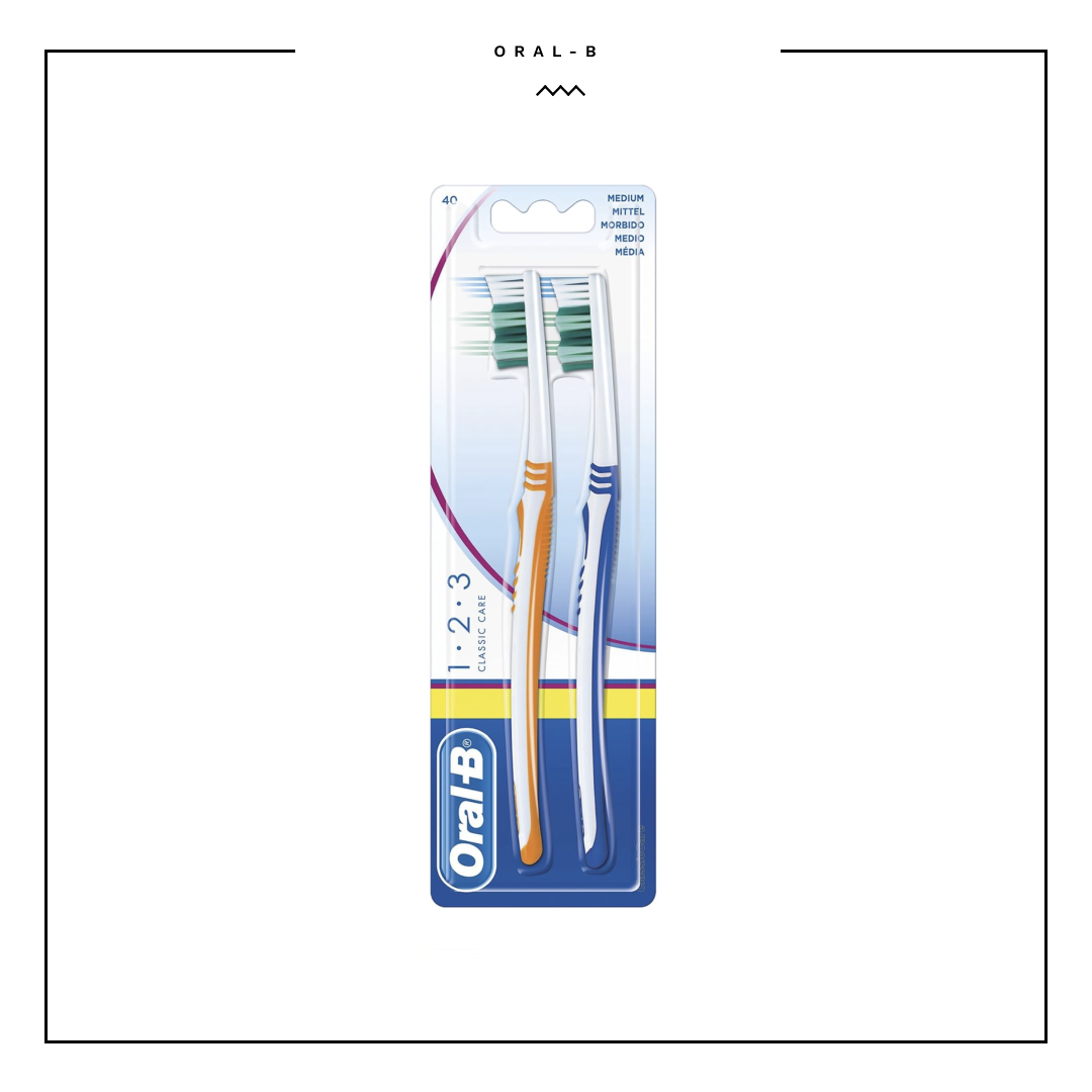 Oral -B 1-2-3 Classic Care Medium Toothbrushes - 2 Pack