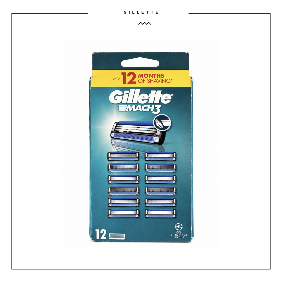 Gillette UEFA Champions League Special Edition Mach3 Razor for Men, 3-Bladed Razor, 1 Gillette Razor, 12 Razor Blade Refills, with Stainless Steel Handle
