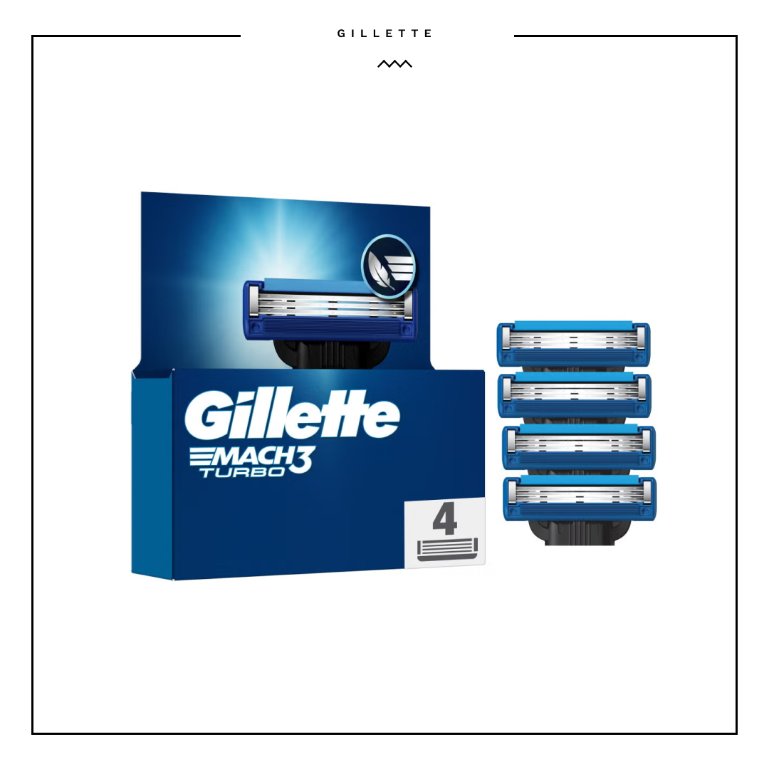 Gillette Mach3 Turbo Razor Blades 4 Pcs