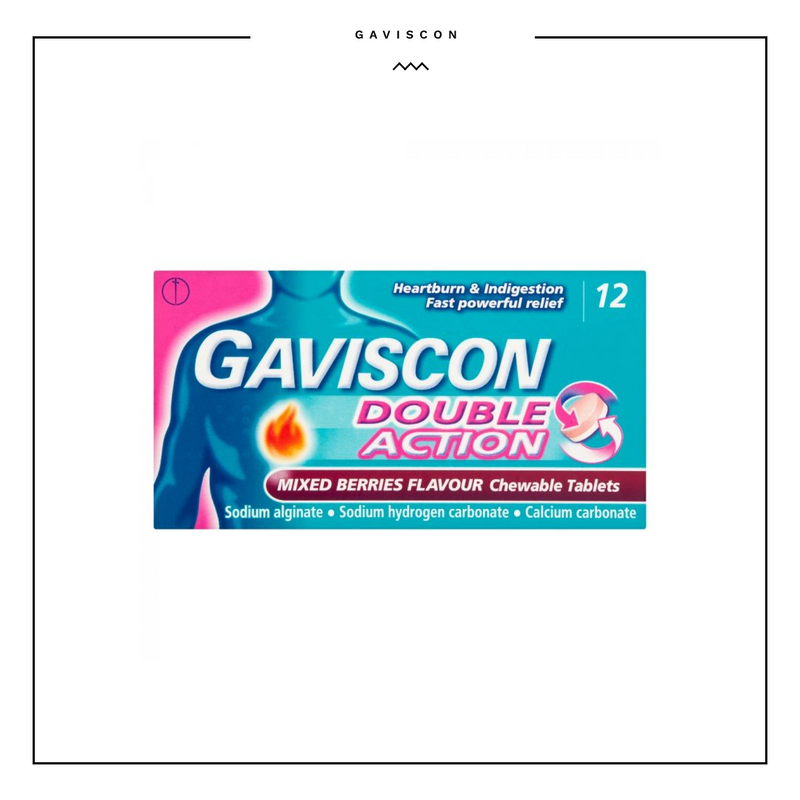 Gaviscon Heartburn Double Action Mixed Berry Tablets 12tabs