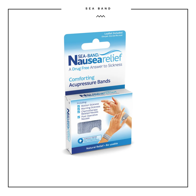 Sea-Band Travel & Motion Sickness and Nausea Relief Acupressure Wristband - Adult (Grey), 1 Pair