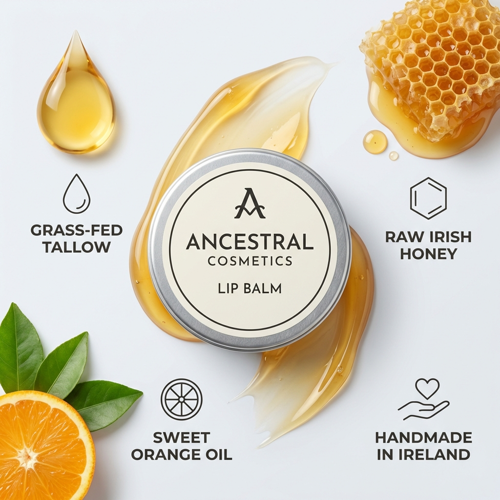 Ancestral Cosmetics Tallow & Honey Lipbalm (Orange)