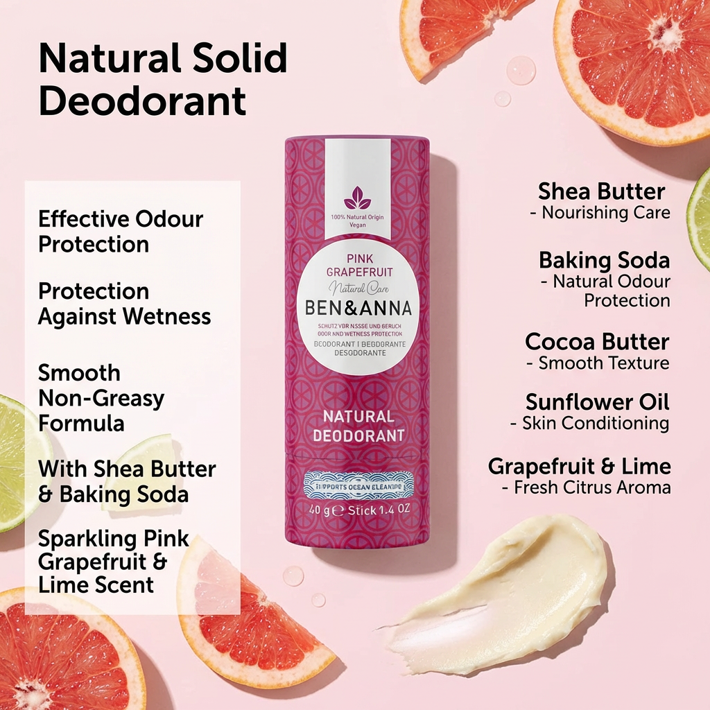 Ben & Anna Pink Grapefruit Deodorant Tube 40g