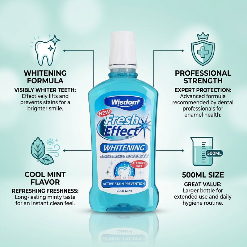 Wisdom Mouthwash Whitening Cool Mint 500Ml