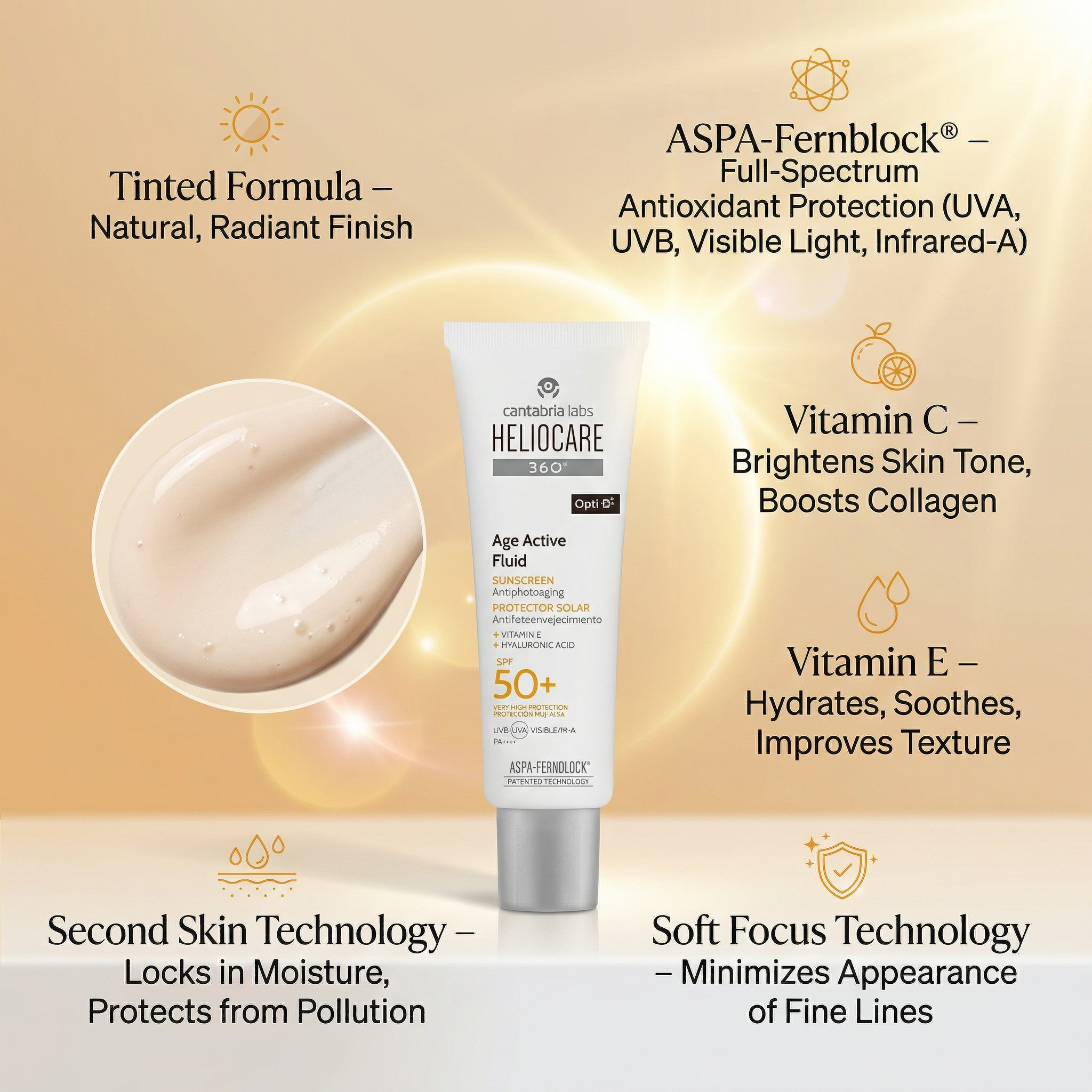Heliocare 360 Age active Fluid Sunscreen protector solar SPF 50 PA++++ 50ml