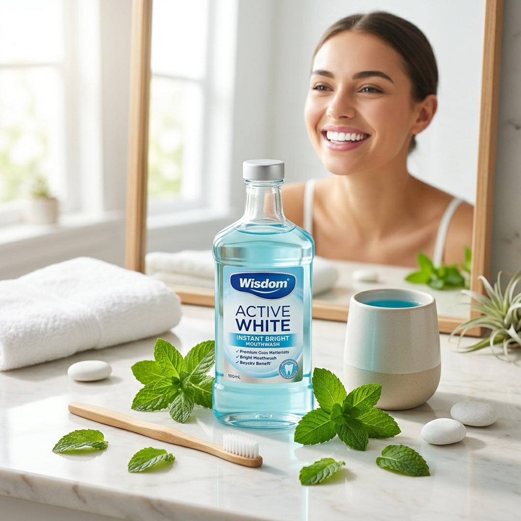 Wisdom Active White Instant Bright Mouthwash Fresh Mint 500ML