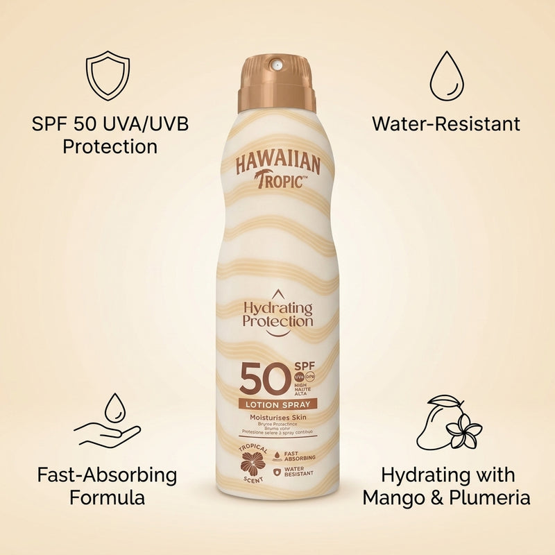 Hawaiian Tropic Hydrating Protection 50SPF Lotion Spray