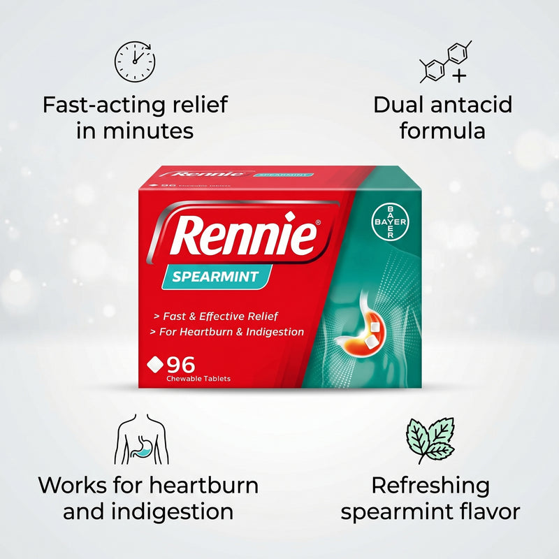 Rennie Spearmint Antacid Tablets 96tabs