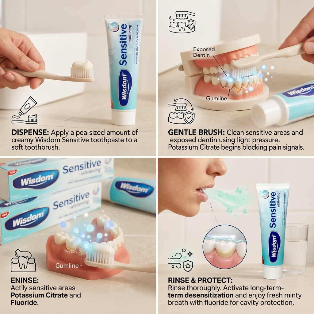 Wisdom Sensitive Whitening Fresh Mint Fluoride Toothpaste 100ml