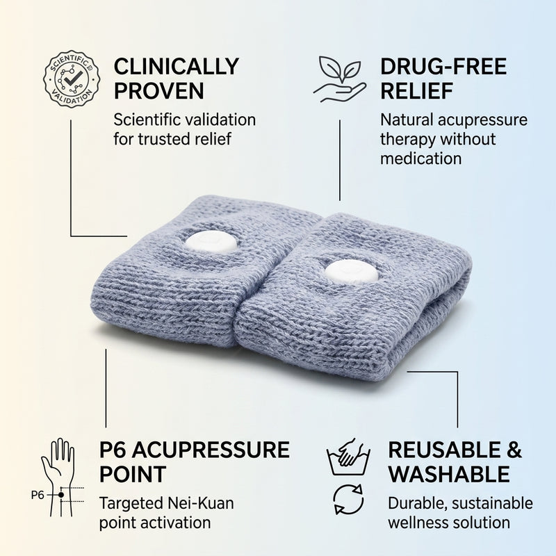 Sea-Band Travel & Motion Sickness and Nausea Relief Acupressure Wristband - Adult (Grey), 1 Pair