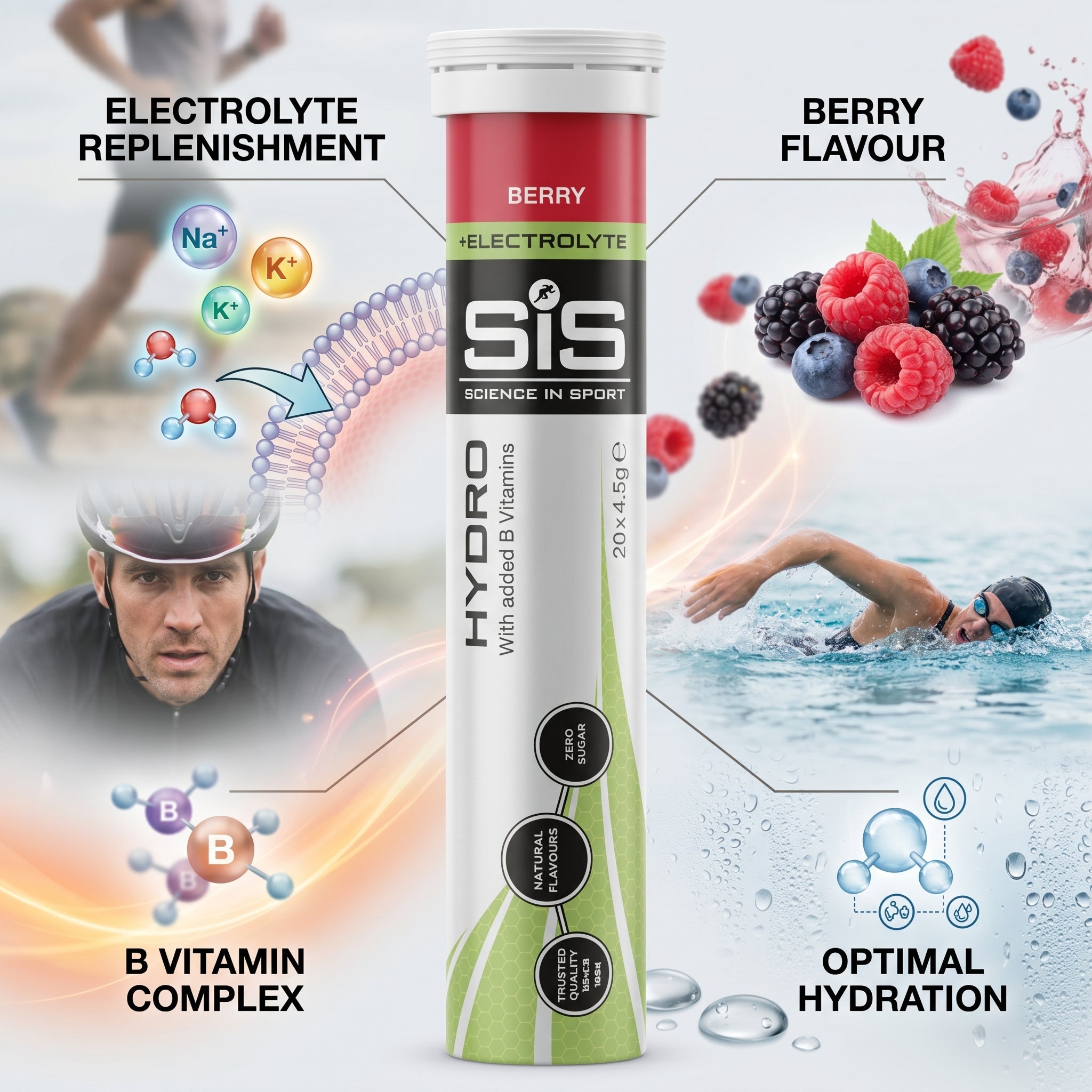 Science In Sport SiS GO Hydro Hydration Tablets Berry 20 x 4.3g