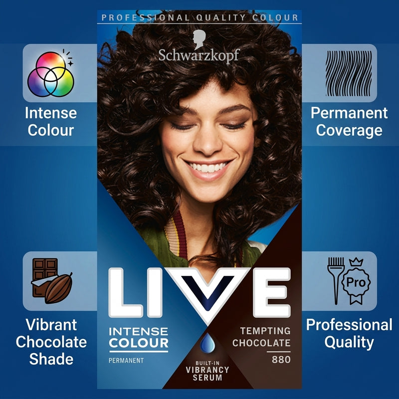 Schwarzkopf LIVE Intense Colour Permanent Hair Dye Tempting Chocolate 880