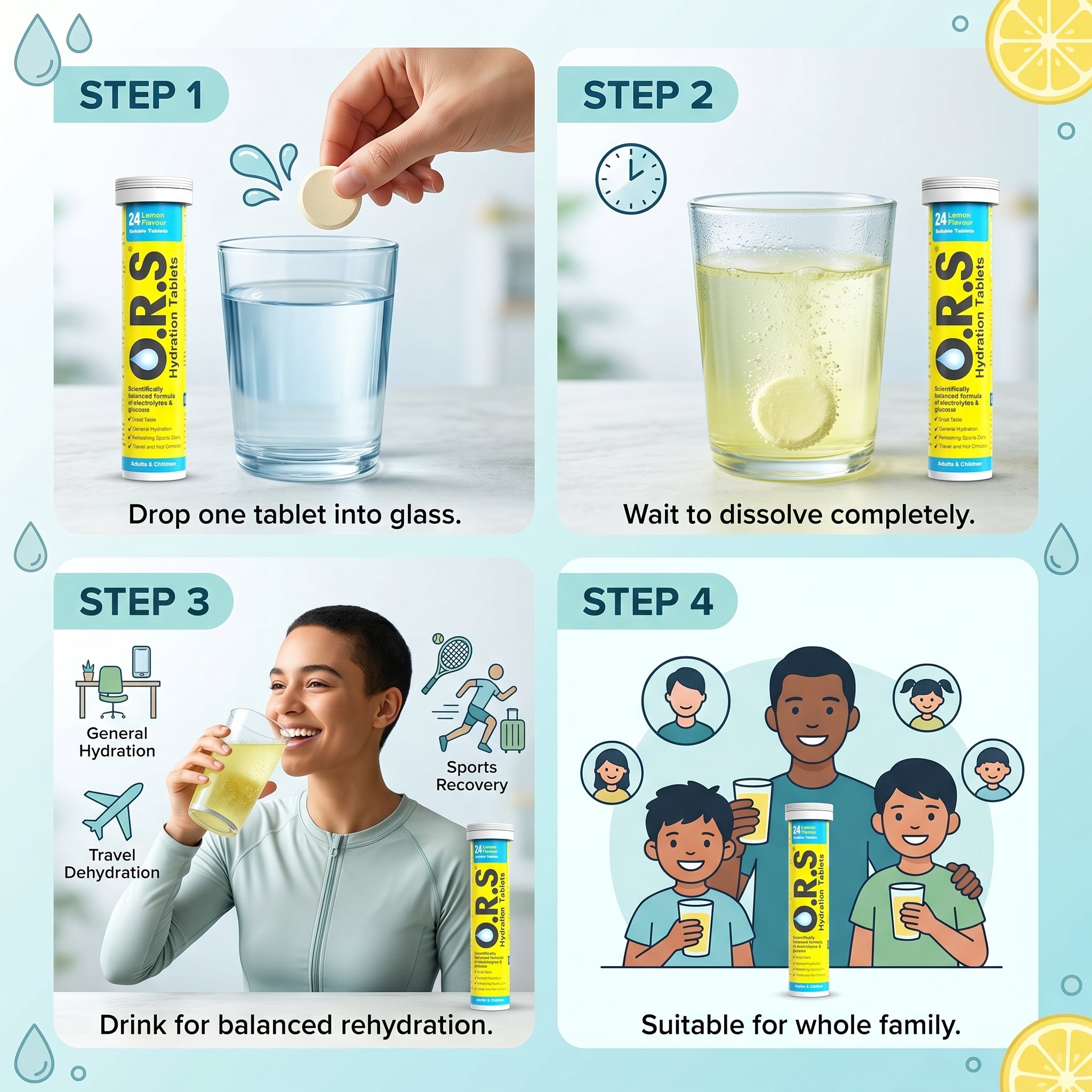 O.R.S Hydration Tablets Lemon 24 Tablets