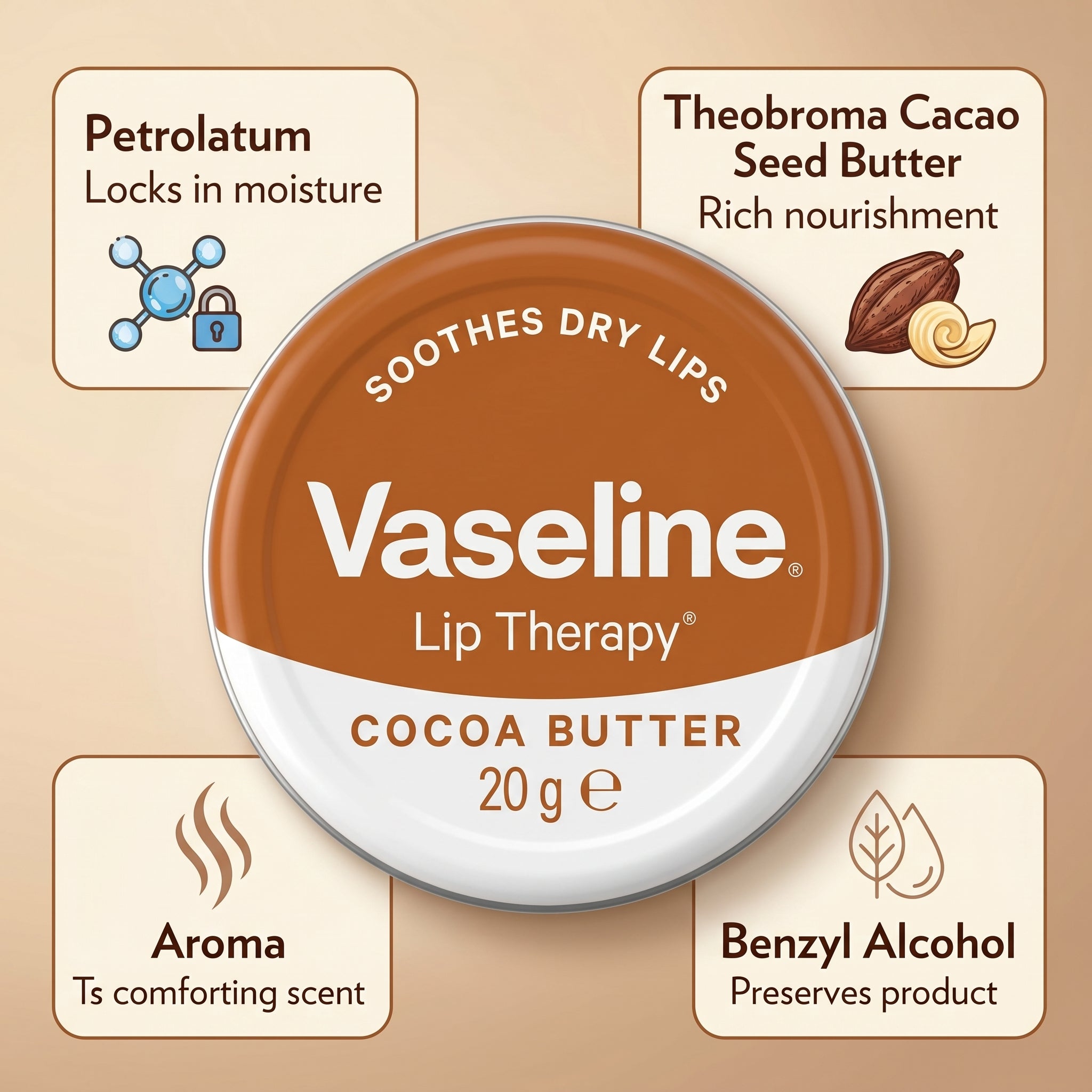 Vaseline Vaseline Lip Therapy Cocoa 20g