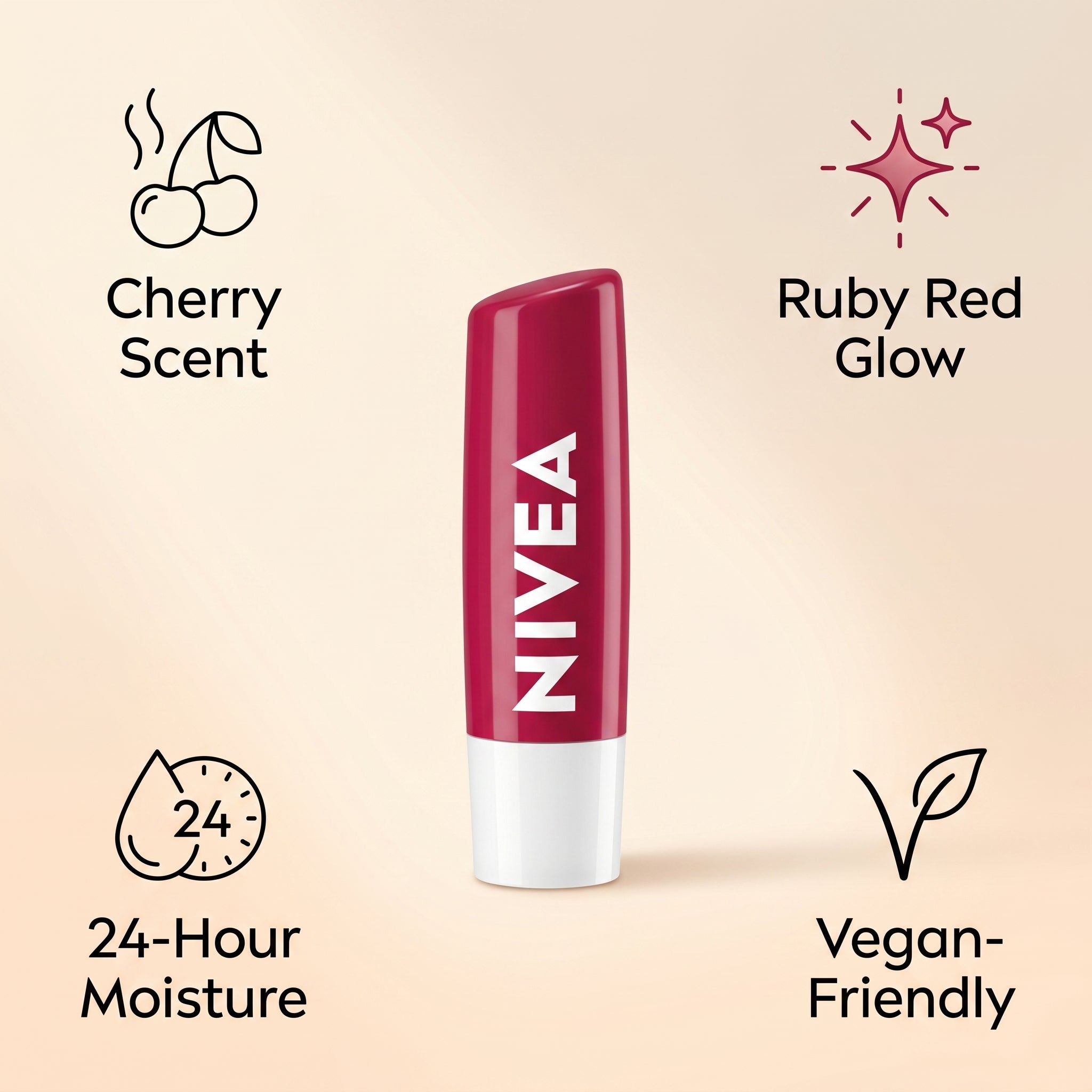 Nivea Cherry Shine Long Lasting Moisture Caring Lip Balm 4.8g