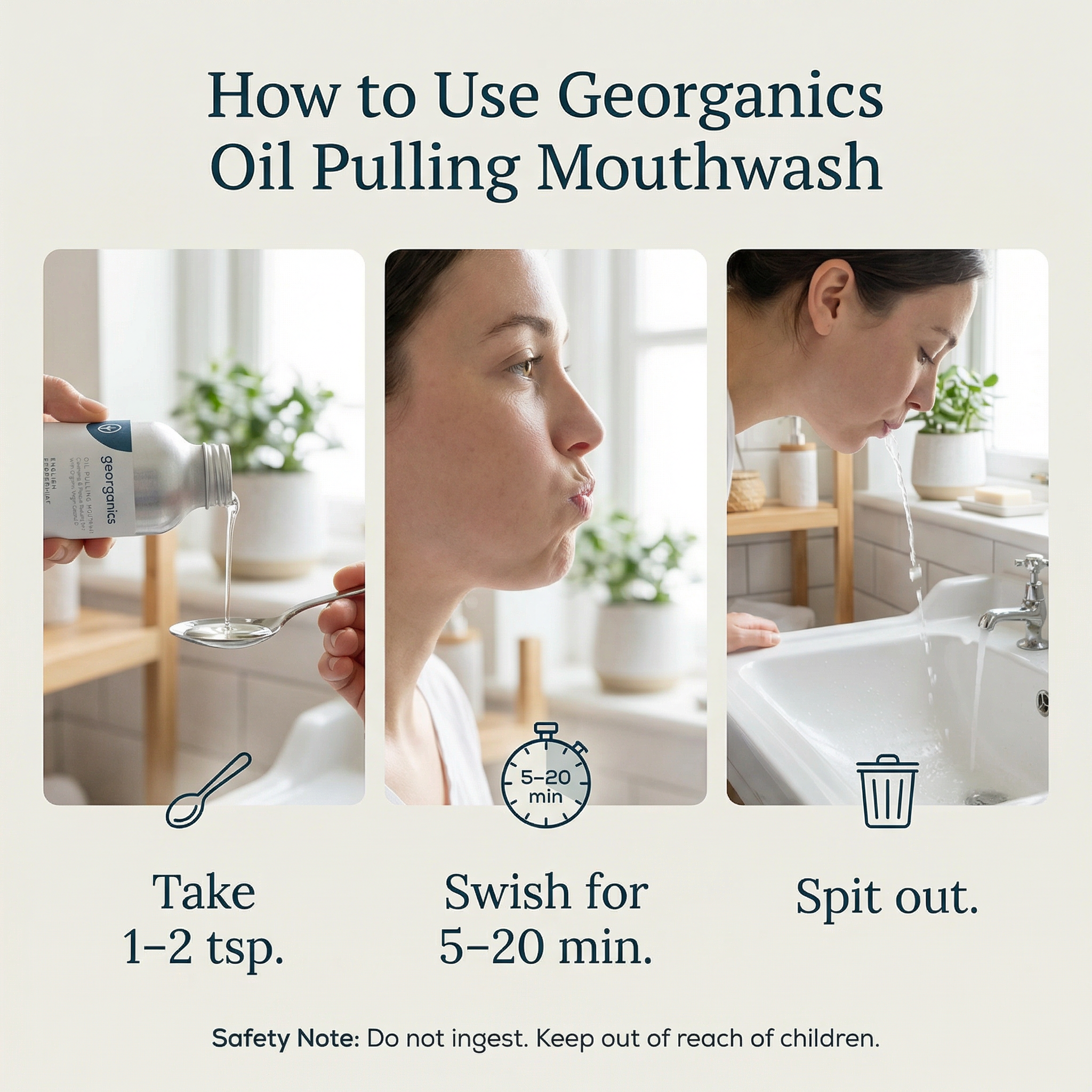 Georganics Oil Pulling Mouthwash - Peppermint 100ml