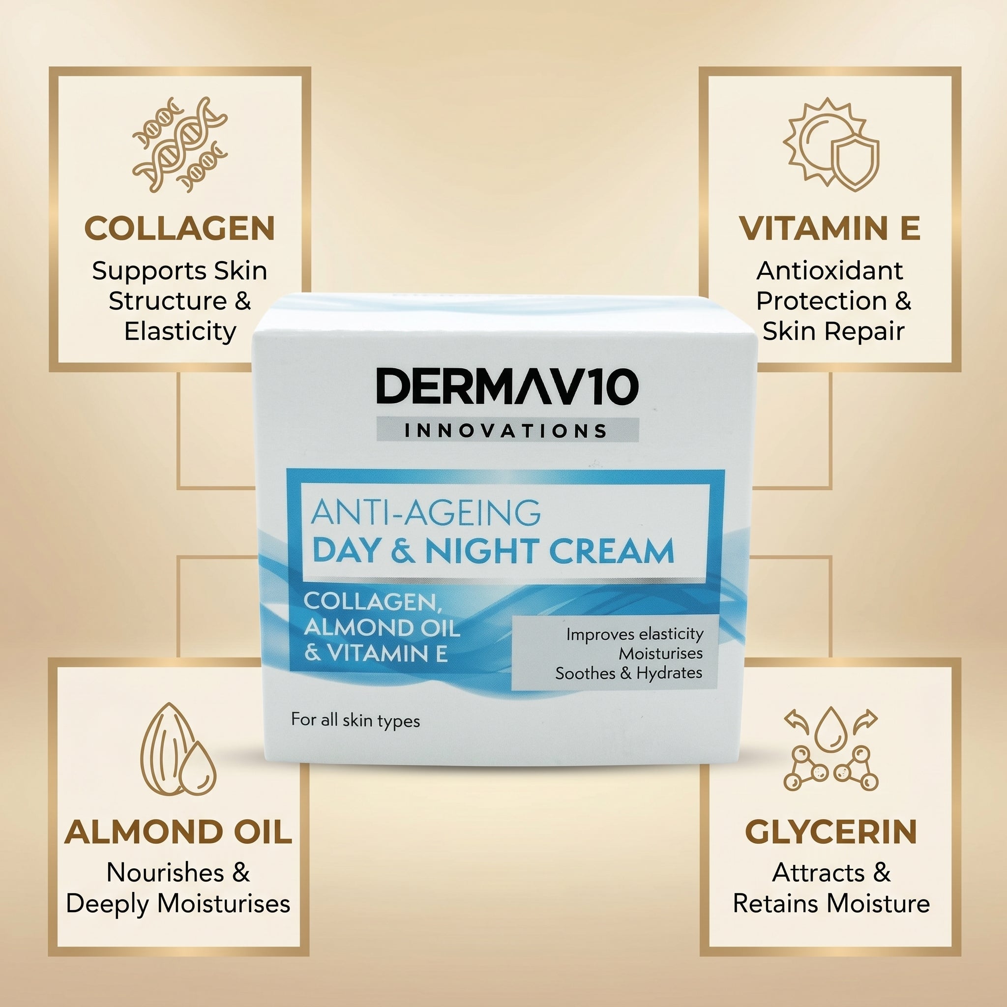 Derma V10 Anti-Ageing Collagen Day Cream - 50ml