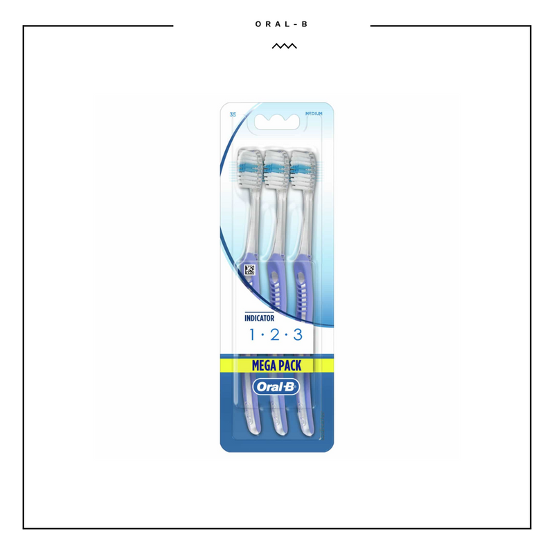 Oral-B Indicator Medium Toothbrush 123 Mega Pack 3 Pieces