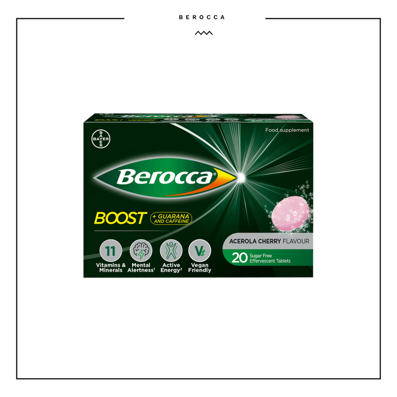 Berocca Boost + Guarana and Caffeine 20SF Tablets Acerola Cherry