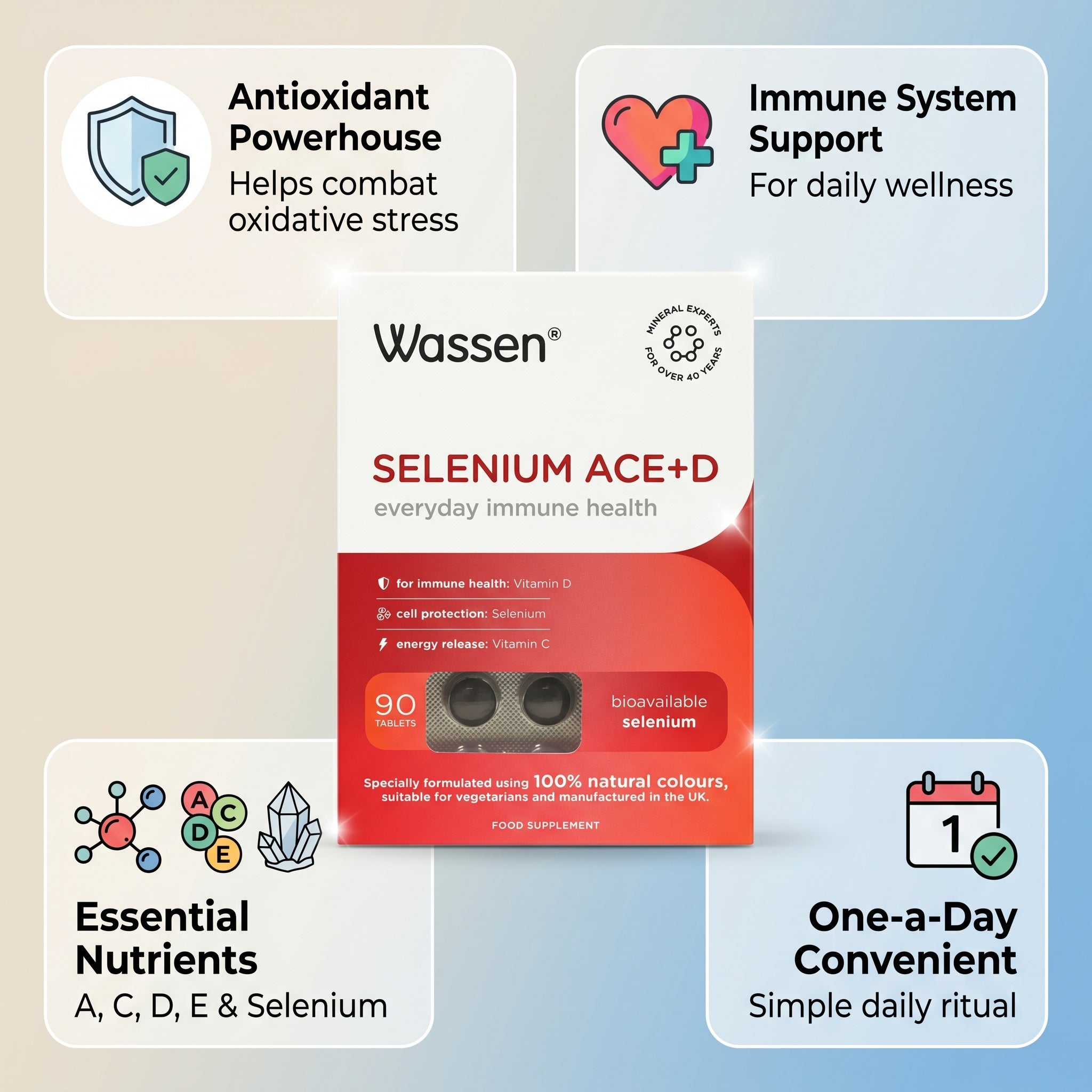 Wassen Selenium ACE + Vitamin D 90s