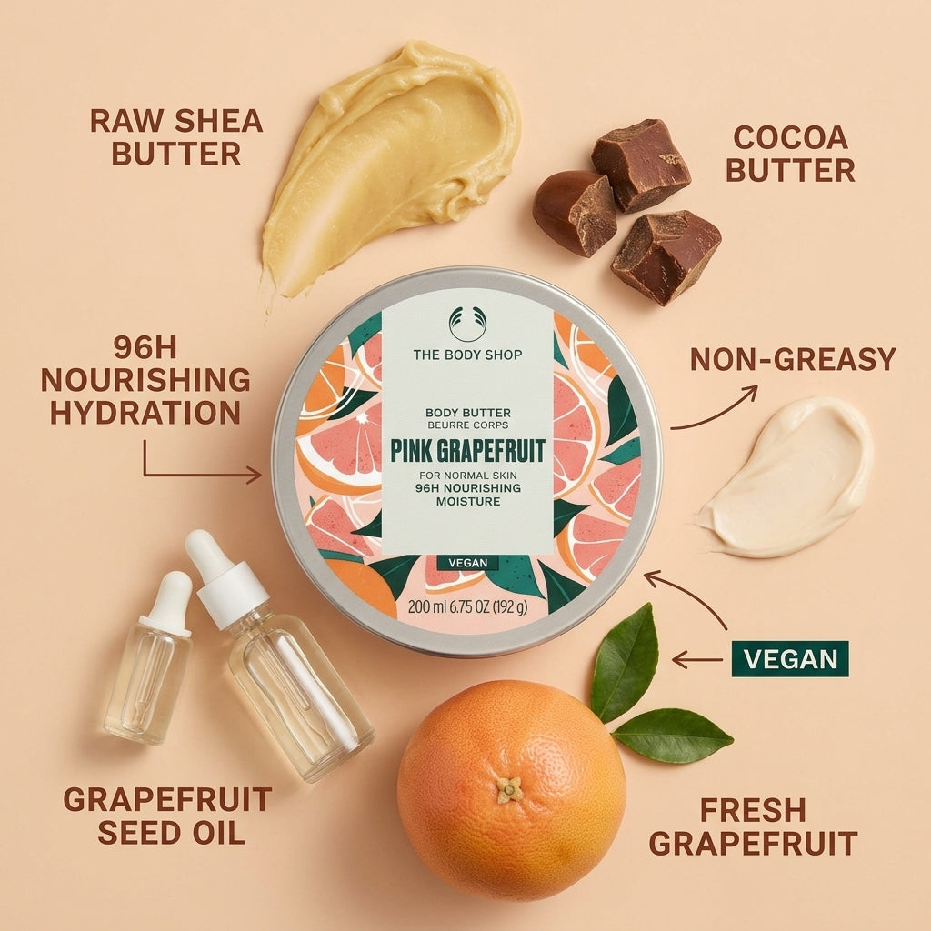 The Body Shop Pink Grapefruit Body Butter 96h Nourishing Moisture 200ml