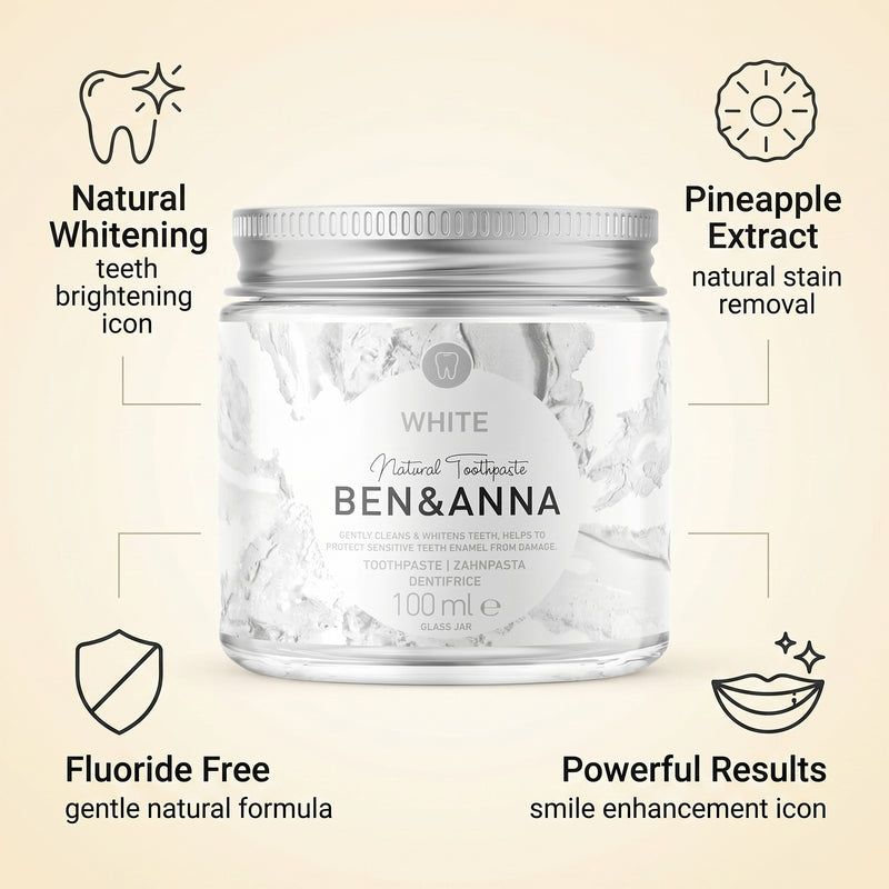 Ben & Anna Toothpaste Whitening 100ml (Fluoride Free)