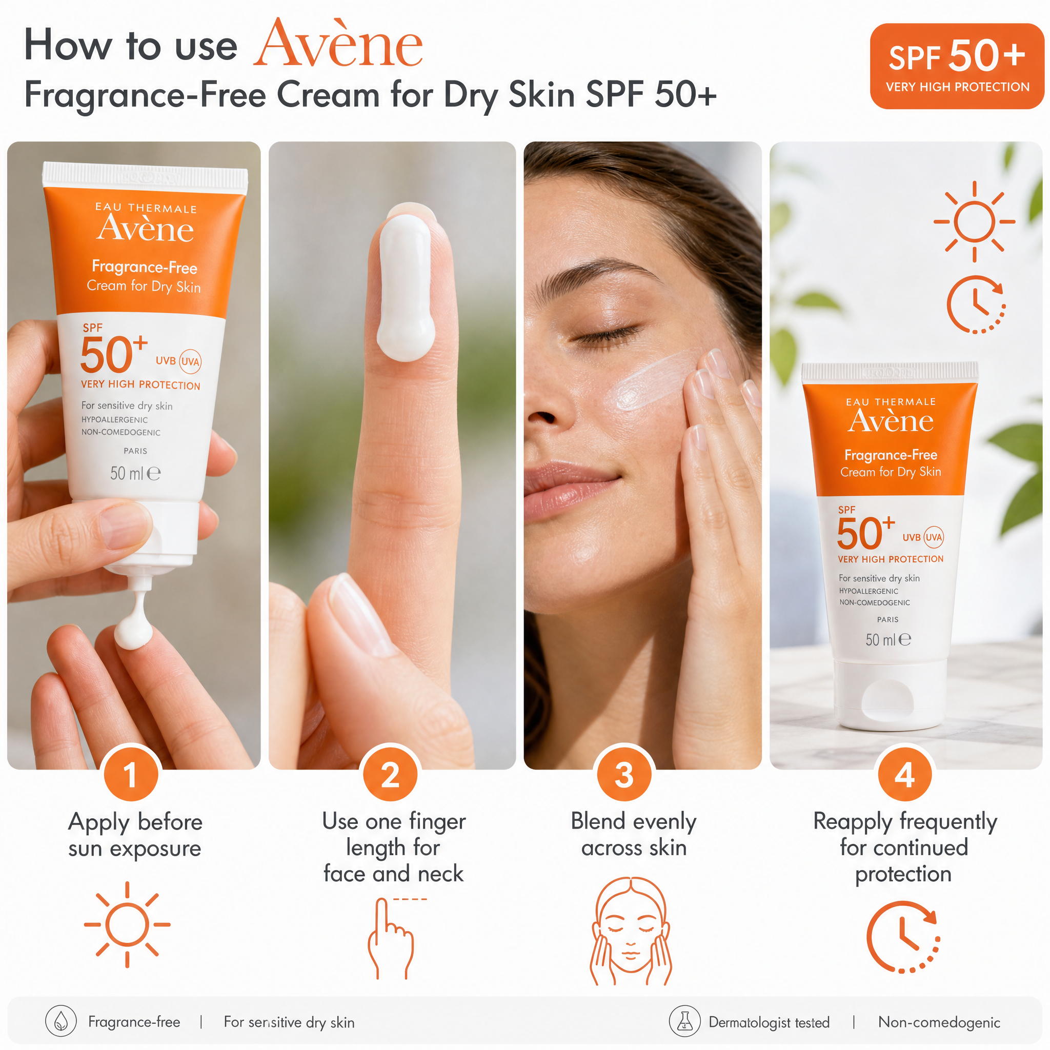 Avene Frangrance Free Creme for Dry Skin 50+ SPF 50ml