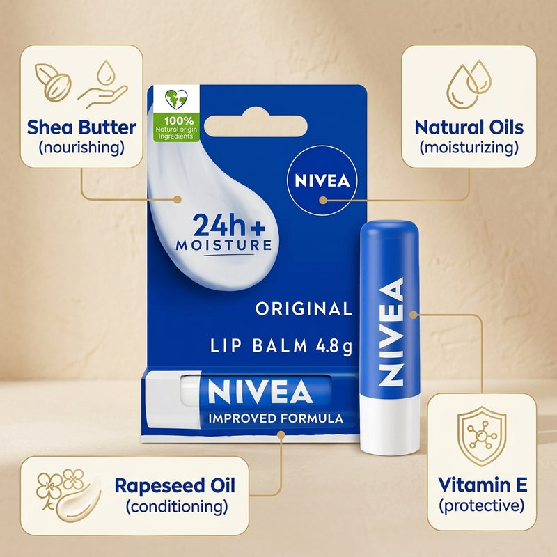 Nivea Original Care Caring Lip Balm 4.8g