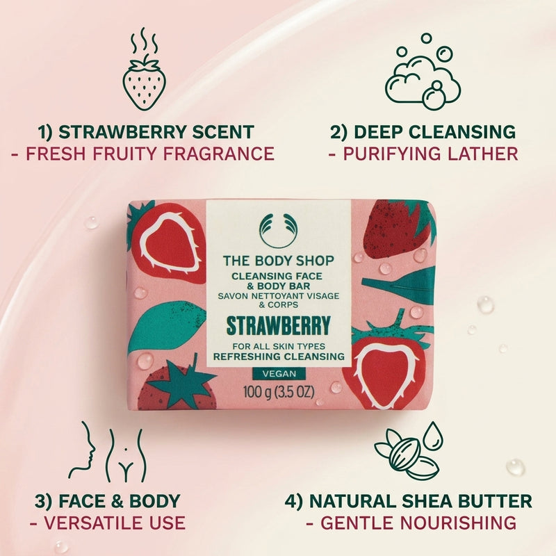 The Body Shop Strawberry Cleansing Face and Body Bar 100g