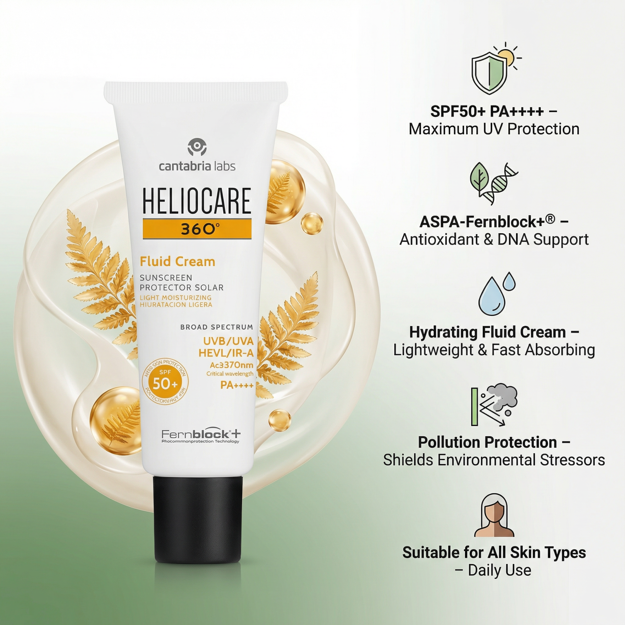 Heliocare 360 Fluid Cream Sunscreen Protector solar SPF 50+ PA++++ 50ml