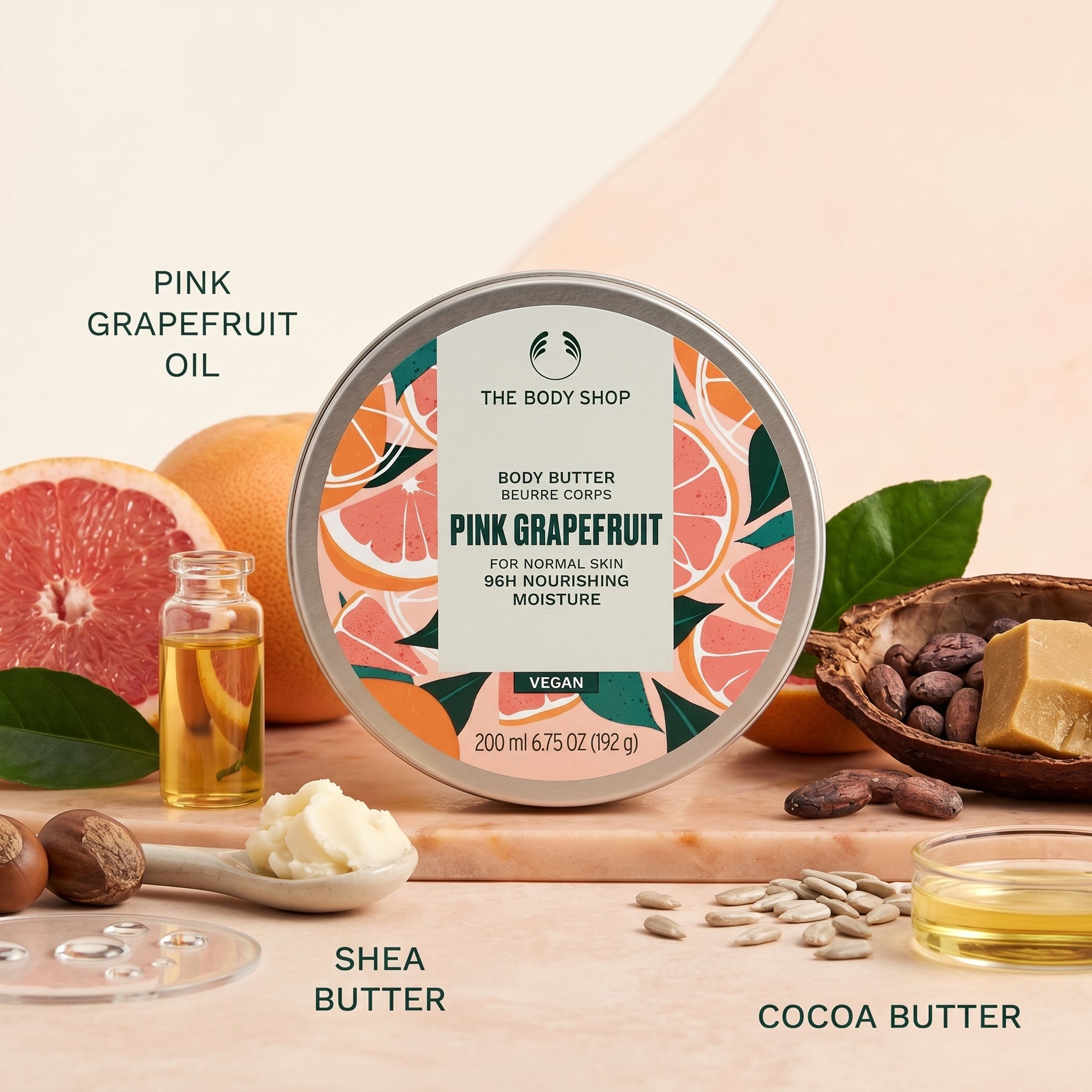 The Body Shop Pink Grapefruit Body Butter 96h Nourishing Moisture 200ml