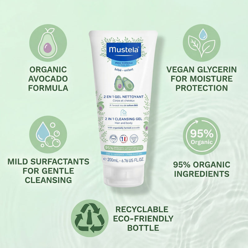 Mustela 2 in 1 Cleansing Gel with Avocado 200ml