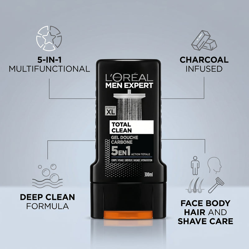 L'Oreal Men Expert Total Clean Shower Gel 5 in 1 300ml