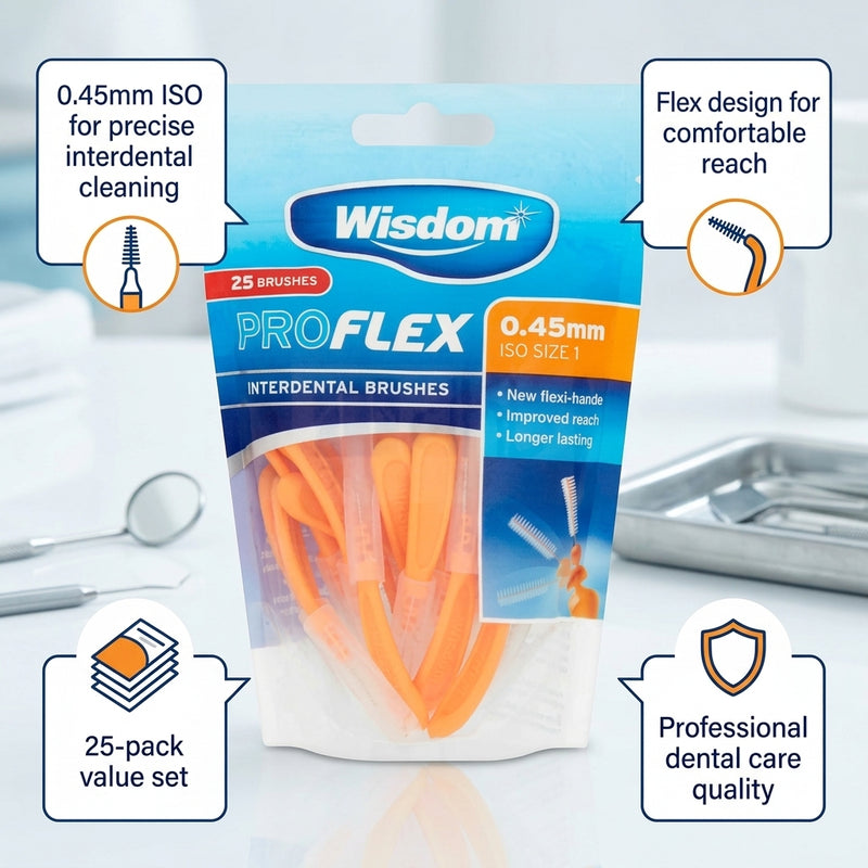 Wisdom Pro Flex Interdental Brushes 0.45mm Orange 25Packs